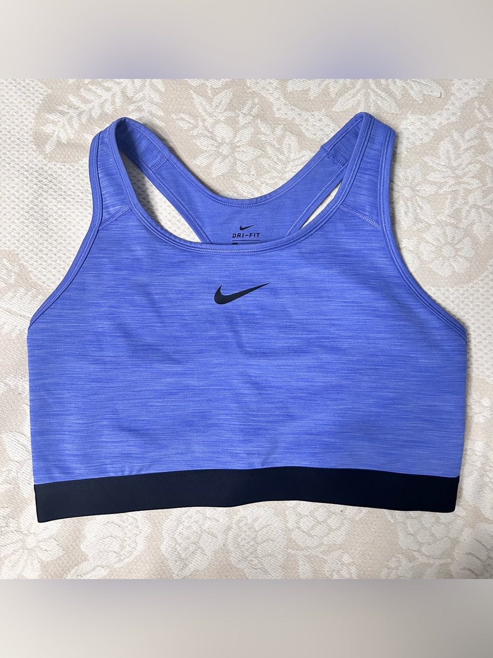 Nike Blue Heather Dri-FIT Sports Bra with Black Band